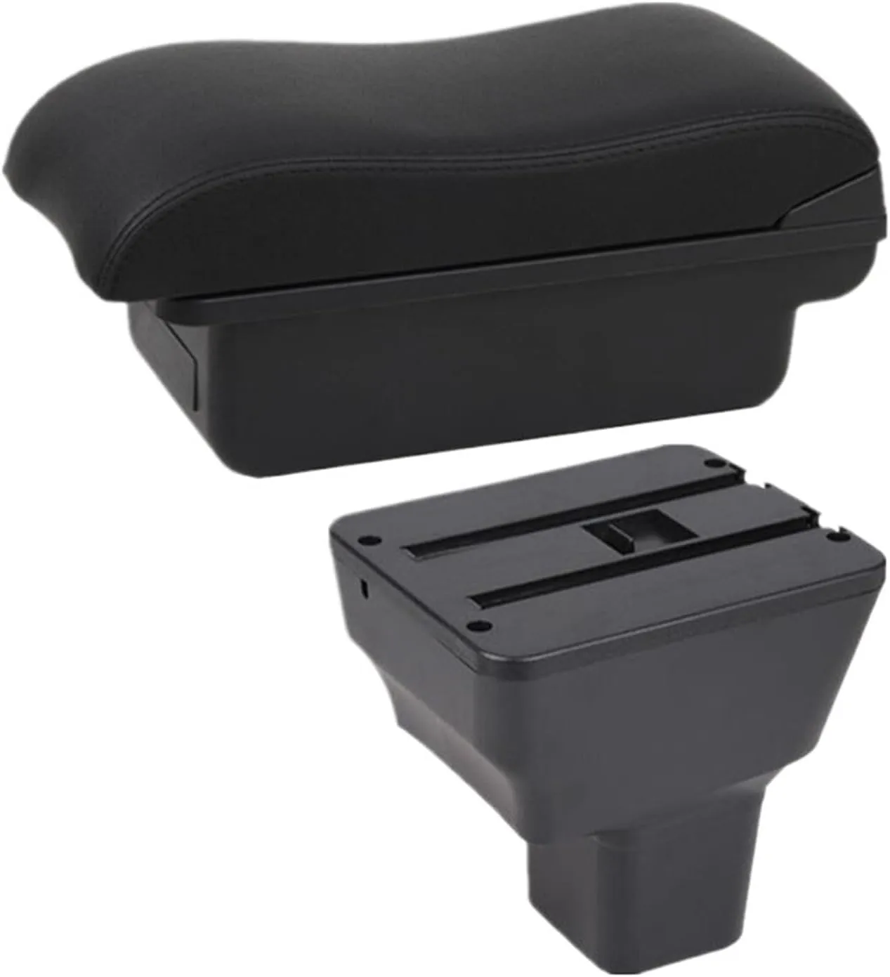 Car Armrest Box Compatible with Nissan Kicks Armrest Box Compatible with Nissan Kicks Storage Box Interior Dedicated Retrofit Car Accessories 2016-2024(A2 Black line NO USB)
