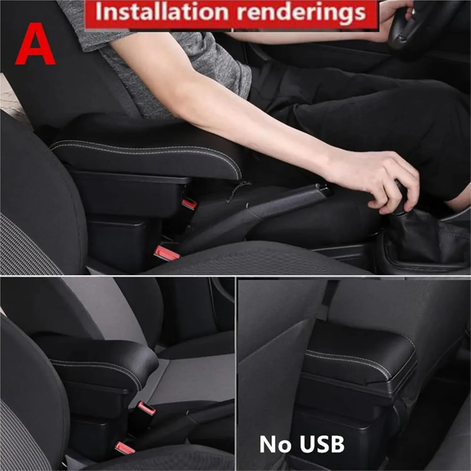 Car Armrest Box Compatible with Nissan Kicks Armrest Box Compatible with Nissan Kicks Storage Box Interior Dedicated Retrofit Car Accessories 2016-2024(A2 Black line NO USB)