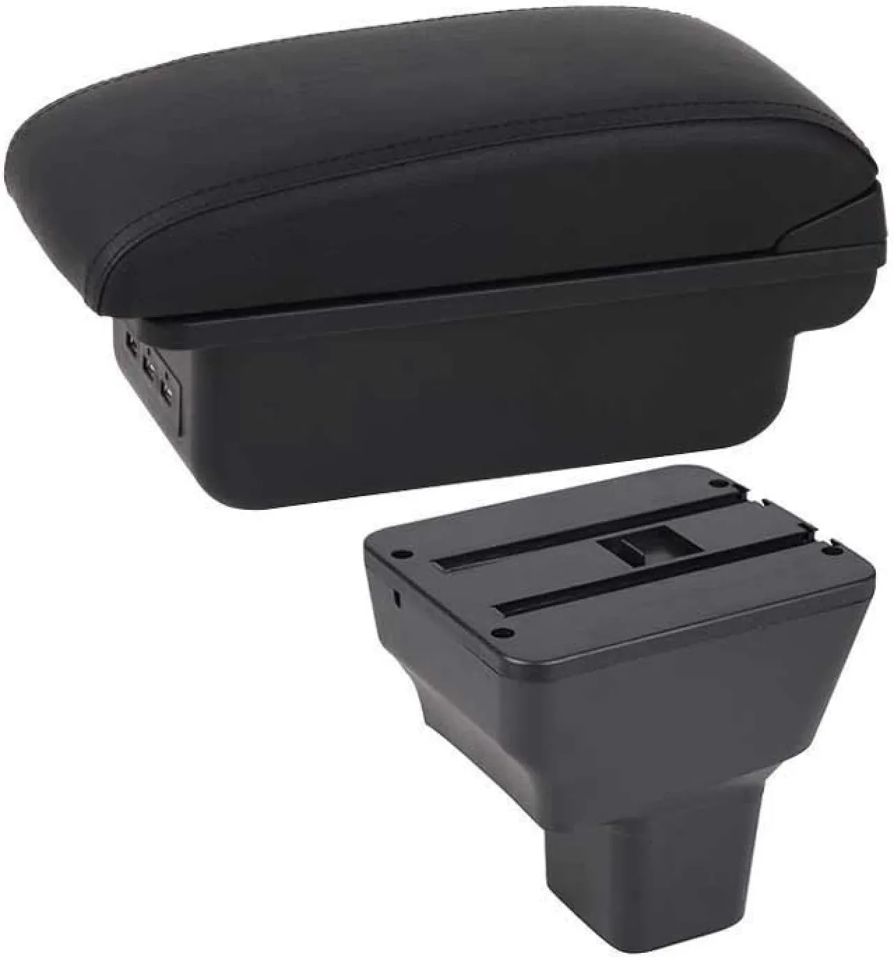 Car Armrest Box for Nissan Kicks 2016-2021 Arm Rest Center Console Storage Box Retrofit Parts Interior Accessories(B1 Black line 3 USB)