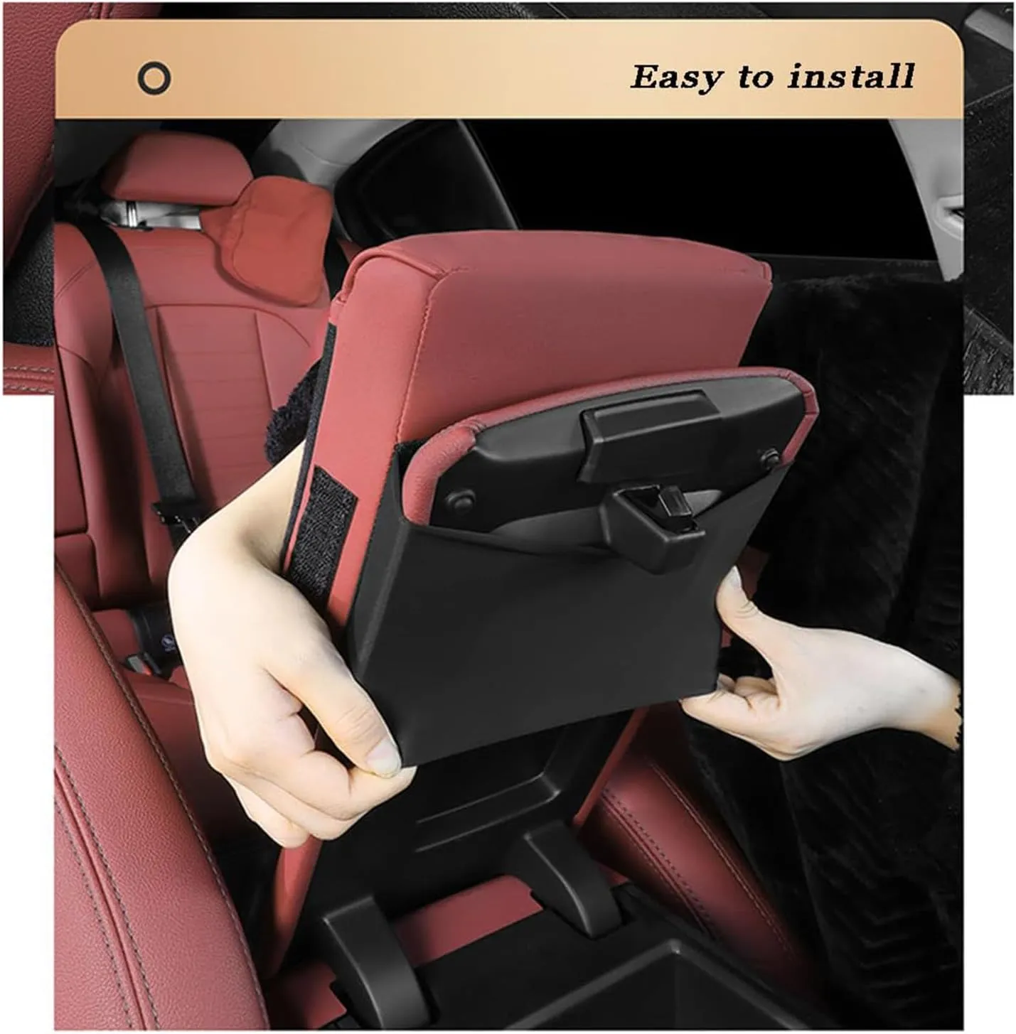 Car Center Console Armrest Cover for Buick Encore GX Excelle GT HRV Excelle Park Avenue, PU Leather Armrest Seat Box Cover Protector, Car Armrest Box Pad,C Red