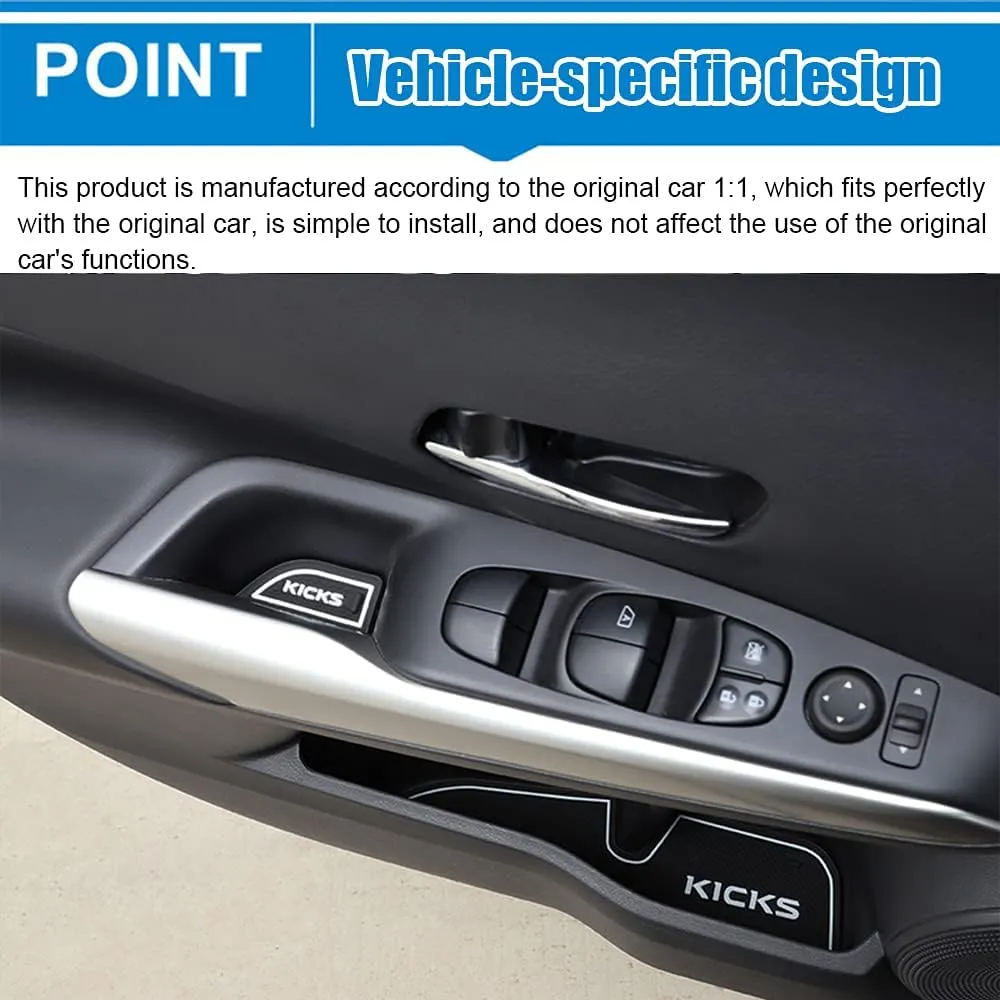 Car Interior Accessories Door Storage Mat,Gate Slot Mat,Coaster Mat Dust-Proof Anti-Slip Center Console Holder Cup 15 Pcs/Set(Blue) for Nissan Kicks(2021 2022 223)