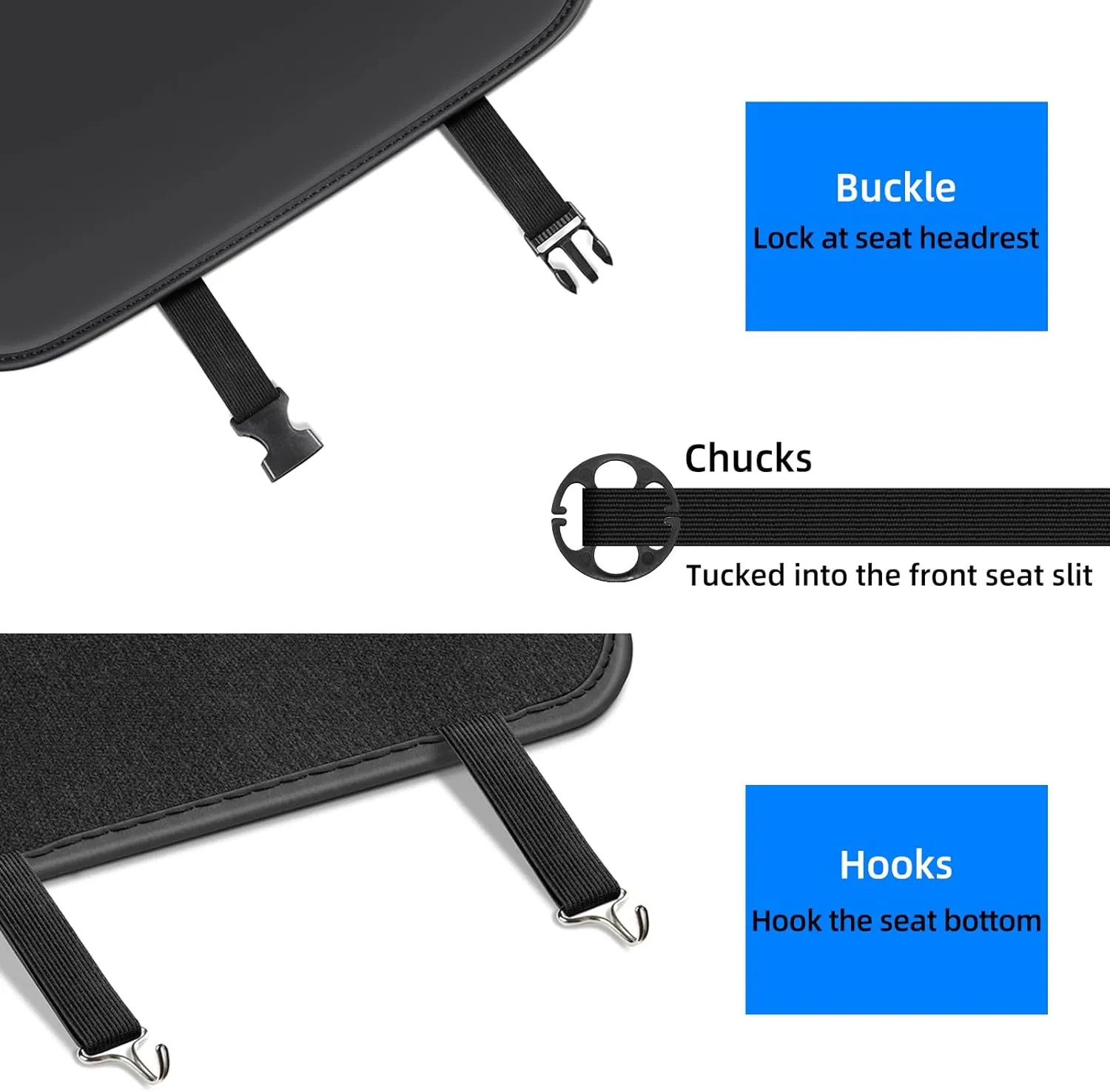 Car Kick Mats Back Seat Protector for Honda CRV CR-V SUV with 2 Pocket Storage Organizer, Waterproof Dirt Proof Faux Leather Back Seat Covers for Kids Automotive Accessories (1 Pair,Black)