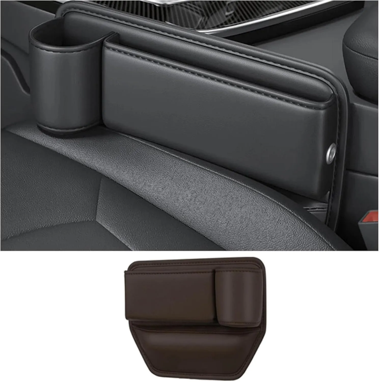 Car Leather Cup Holder Bag for M&itsubishi Lancer 2001-2007 Car Crevice Storage Box Car Clearance Bag with Cup Holder Car Accessories