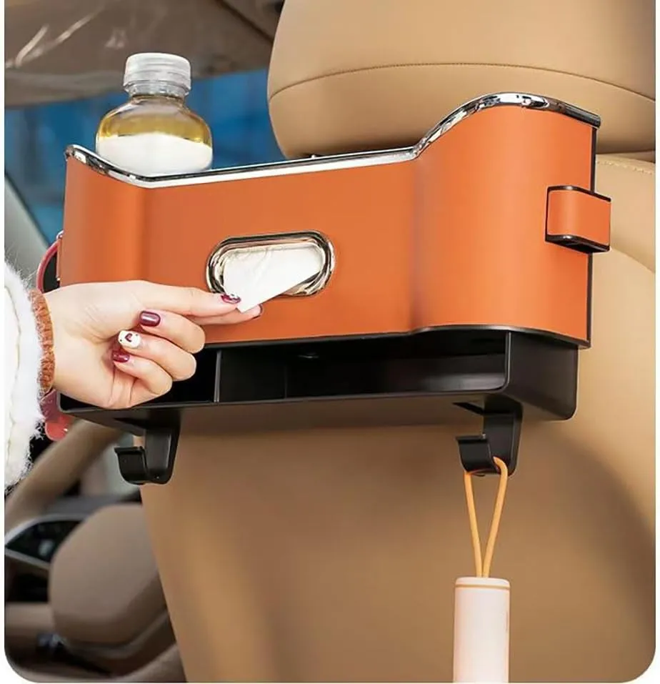 Car Seat Back Storage Box for Dodge Charger AWD 2011-2018 2019 2020 2021 2022 2023 2024,Wear-Resistant Leather Cup Holder Bag Hook Phone Holder Easy Install Versatile Backseat Organizer