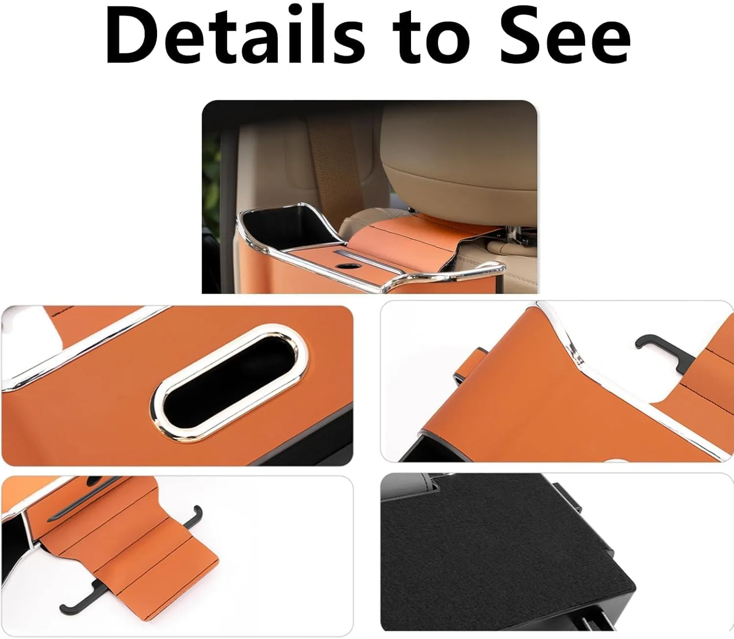 Car Seat Back Storage Box for Dodge Charger AWD 2011-2018 2019 2020 2021 2022 2023 2024,Wear-Resistant Leather Cup Holder Bag Hook Phone Holder Easy Install Versatile Backseat Organizer