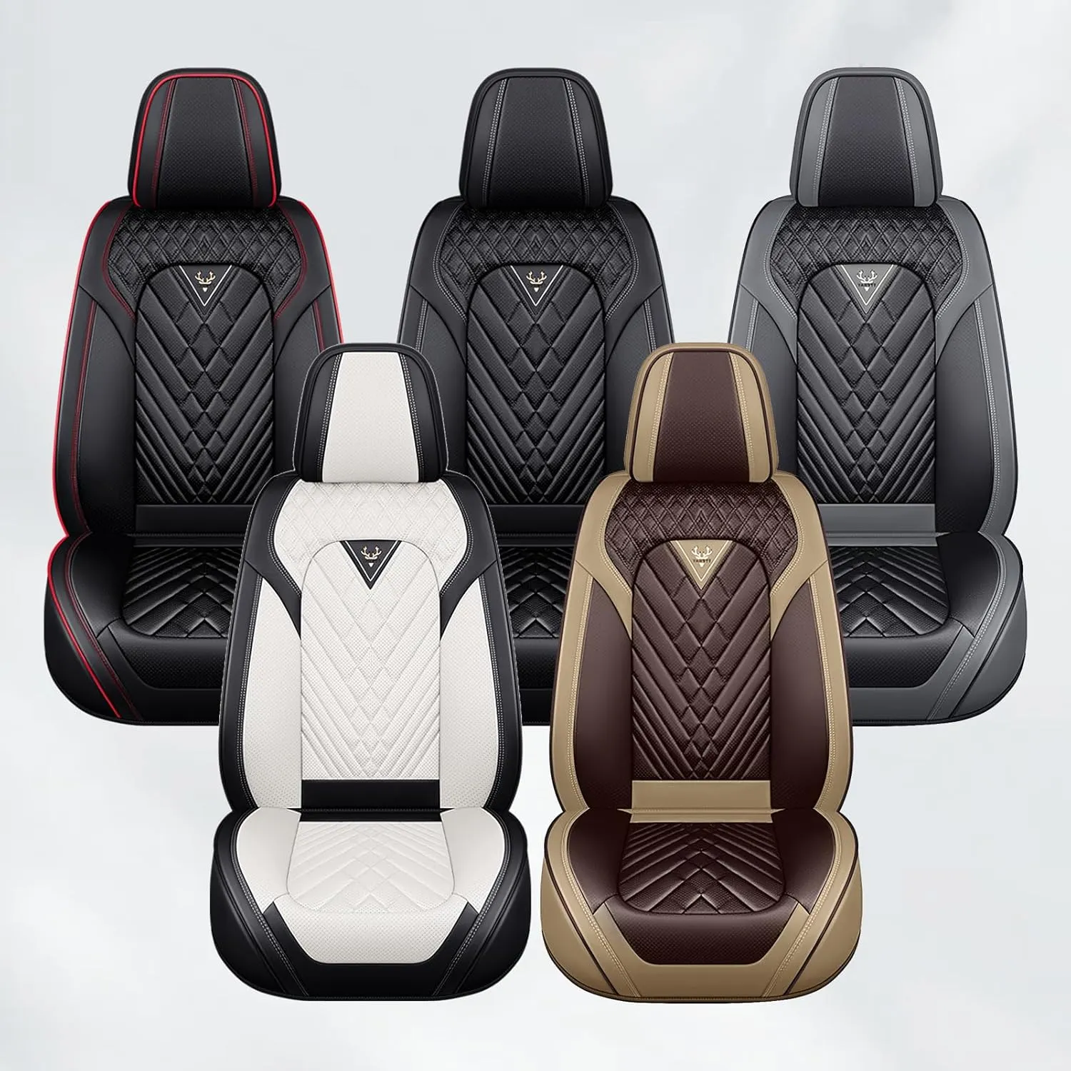 Car Seat Cover for Jaguar F-PACE 2017-2022,Premium Nappa Leather Waterproof Anti-Slip Sports Seat Cover,Airbag Compatible Easy to Install Seat Protector Full Set（Black&RED LINE）