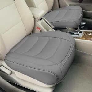 Car Seat Cover for Luxury & Comfort - PU Leather, Anti-Slip, Full Wrap Protection with Storage Pocket for Bottom Cushion - Universal Fit for 95% of Vehicles (Gray,2 Piece)