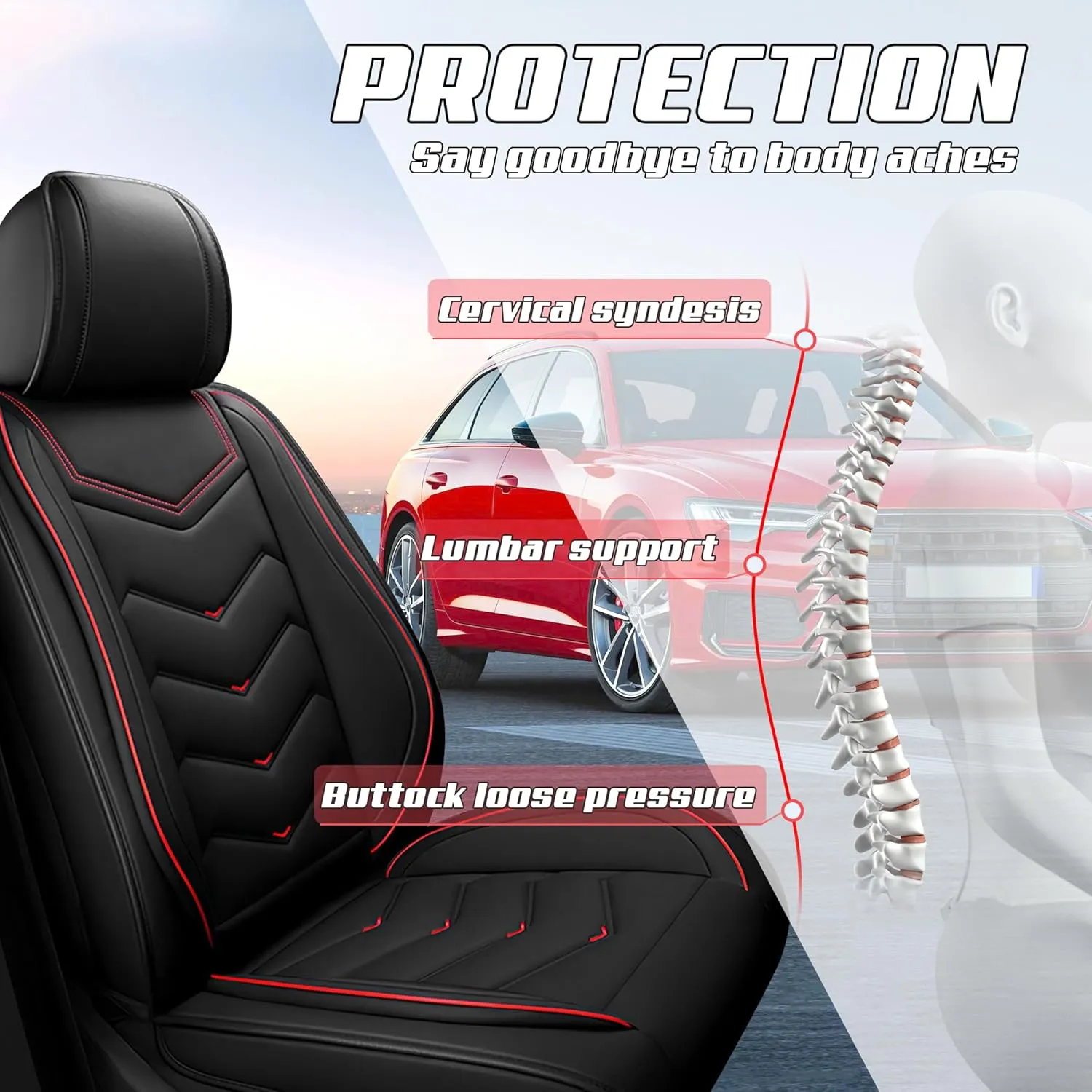 Car Seat Covers Fit for Fiat 2000-2025, Stylish Sport Seat Covers, Waterproof Wear-Resistant Premium Nappa Leather Car Seat Covers.(2 Pcs Front/Black)