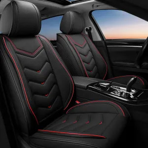 Car Seat Covers Fit for Fiat 2000-2025, Stylish Sport Seat Covers, Waterproof Wear-Resistant Premium Nappa Leather Car Seat Covers.(2 Pcs Front/Black)