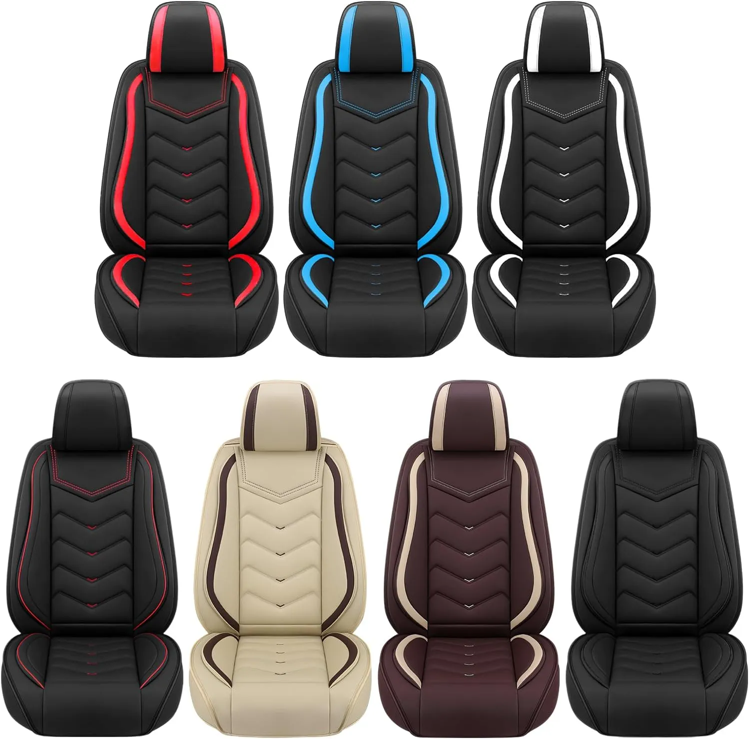 Car Seat Covers Fit for Fiat 2000-2025, Stylish Sport Seat Covers, Waterproof Wear-Resistant Premium Nappa Leather Car Seat Covers.(2 Pcs Front/Black)