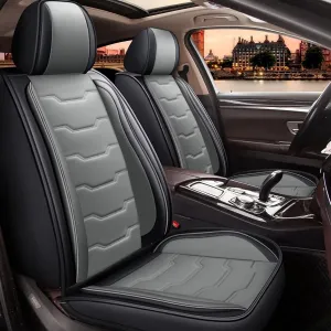 Car Seat Covers Fit for Ford Edge 2007-2023 2024 2025 Seat Covers Full Set 5 Seats Waterproof Faux Leather Compatible Airbag Automotive Cushion Protector(5 Seats, Black&Grey)