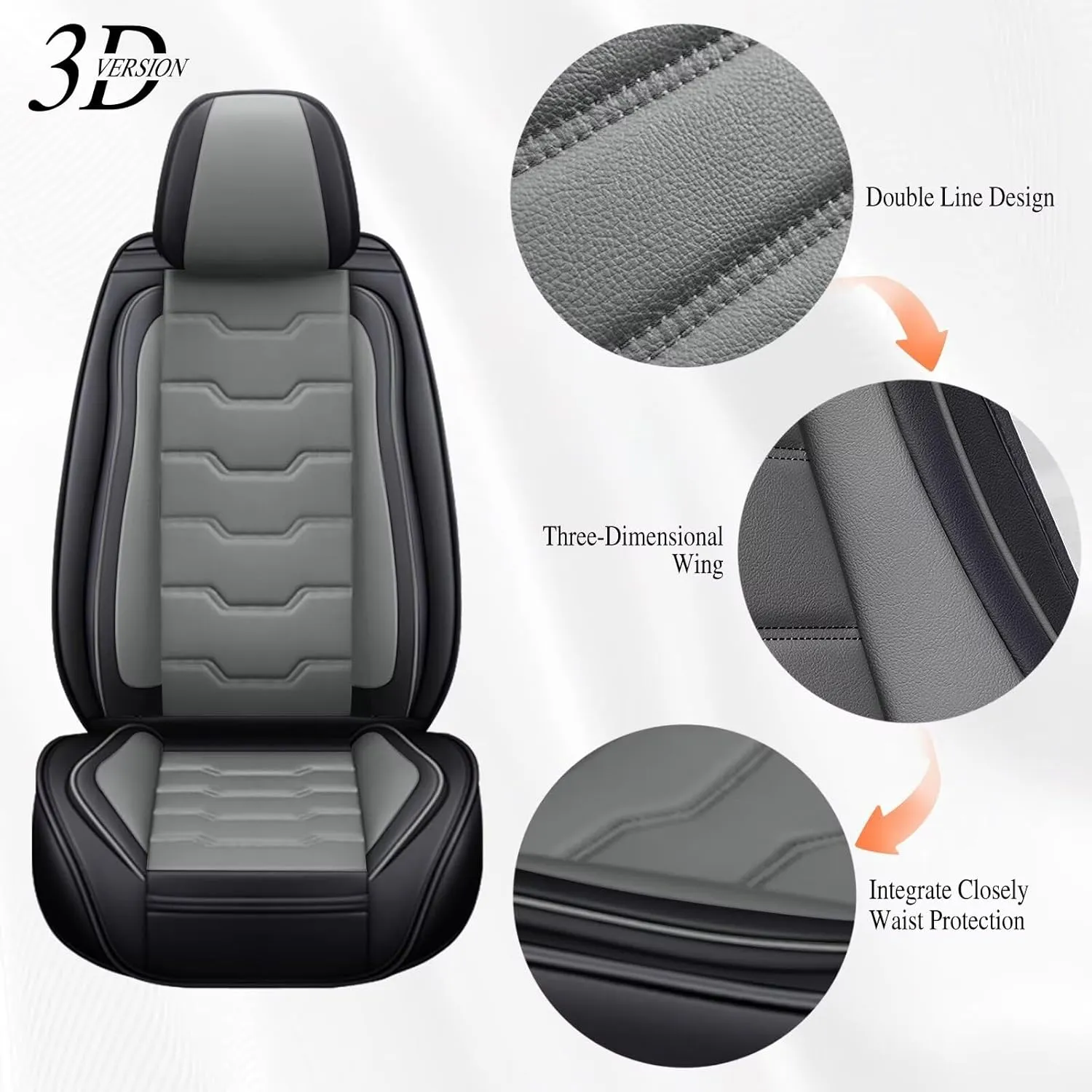 Car Seat Covers Fit for Ford Edge 2007-2023 2024 2025 Seat Covers Full Set 5 Seats Waterproof Faux Leather Compatible Airbag Automotive Cushion Protector(5 Seats, Black&Grey)