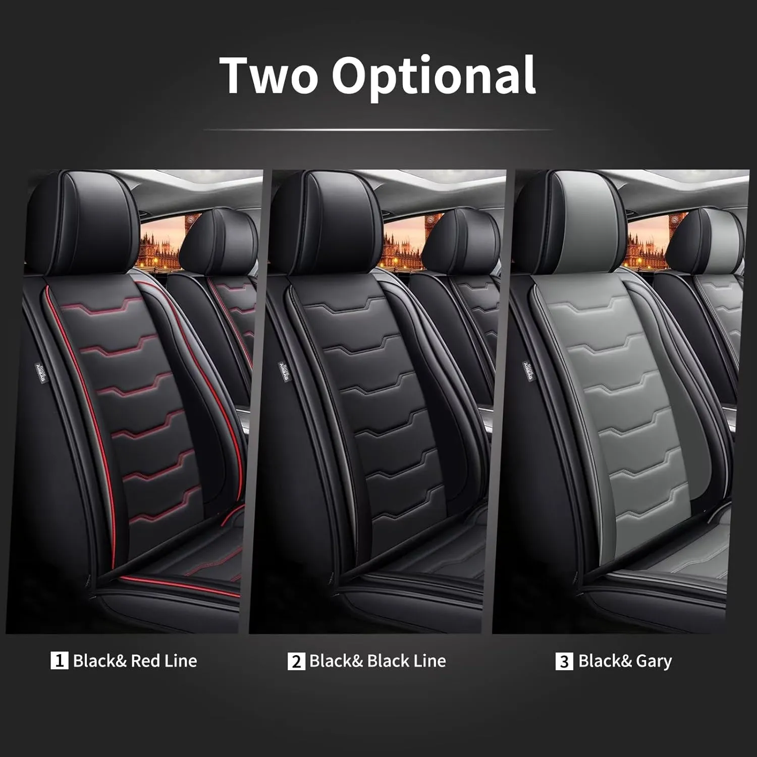 Car Seat Covers Fit for Ford Edge 2007-2023 2024 2025 Seat Covers Full Set 5 Seats Waterproof Faux Leather Compatible Airbag Automotive Cushion Protector(5 Seats, Black&Grey)