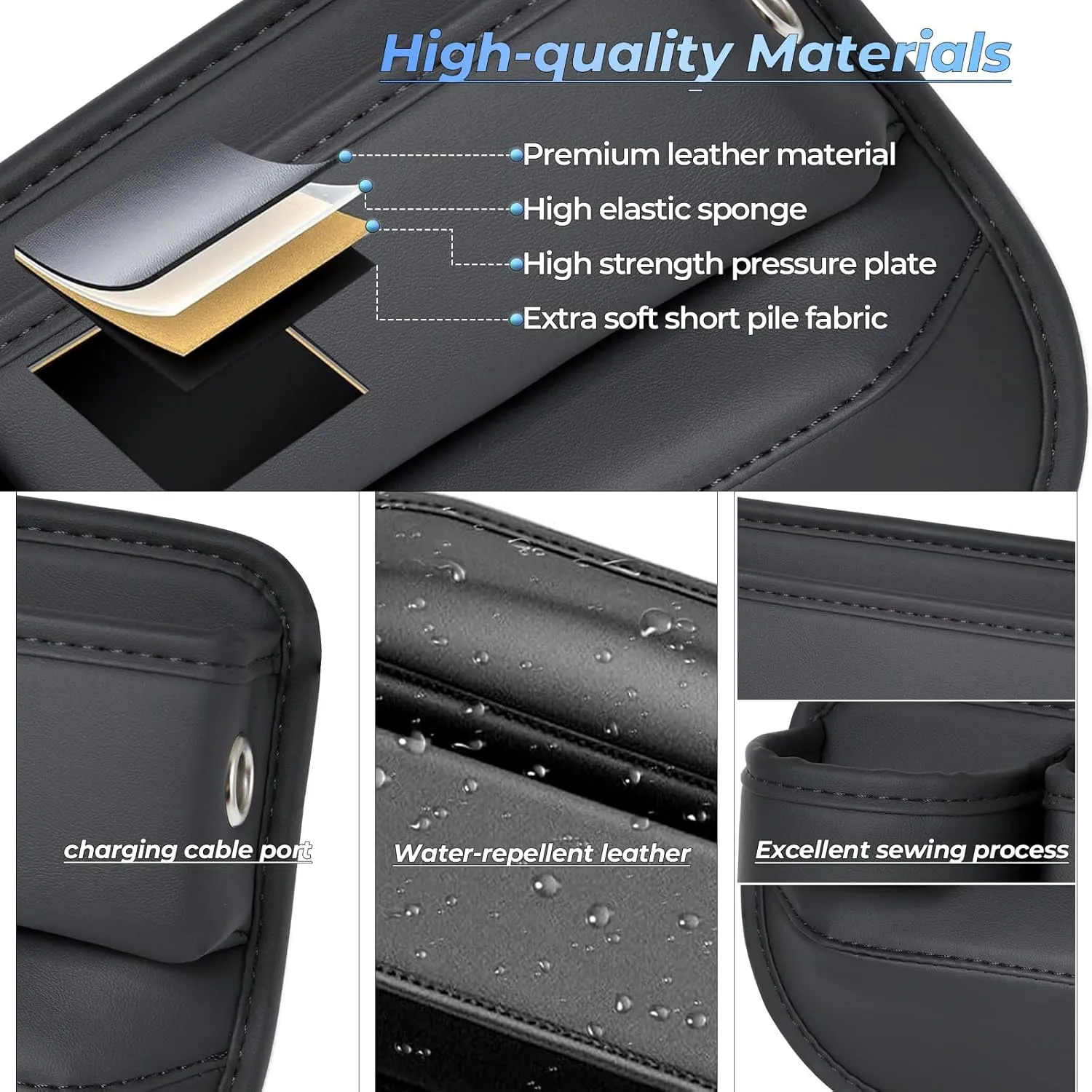 Car Seat Gap Filler Organizer, Car Seat Organizer, Seat Gap Storage Box with Cup Holders for Drink, Car Leather Cup Holder Gap Bag Front Seat for Holding Phone, Sunglasses,Keys, cards（Brown Driver's )