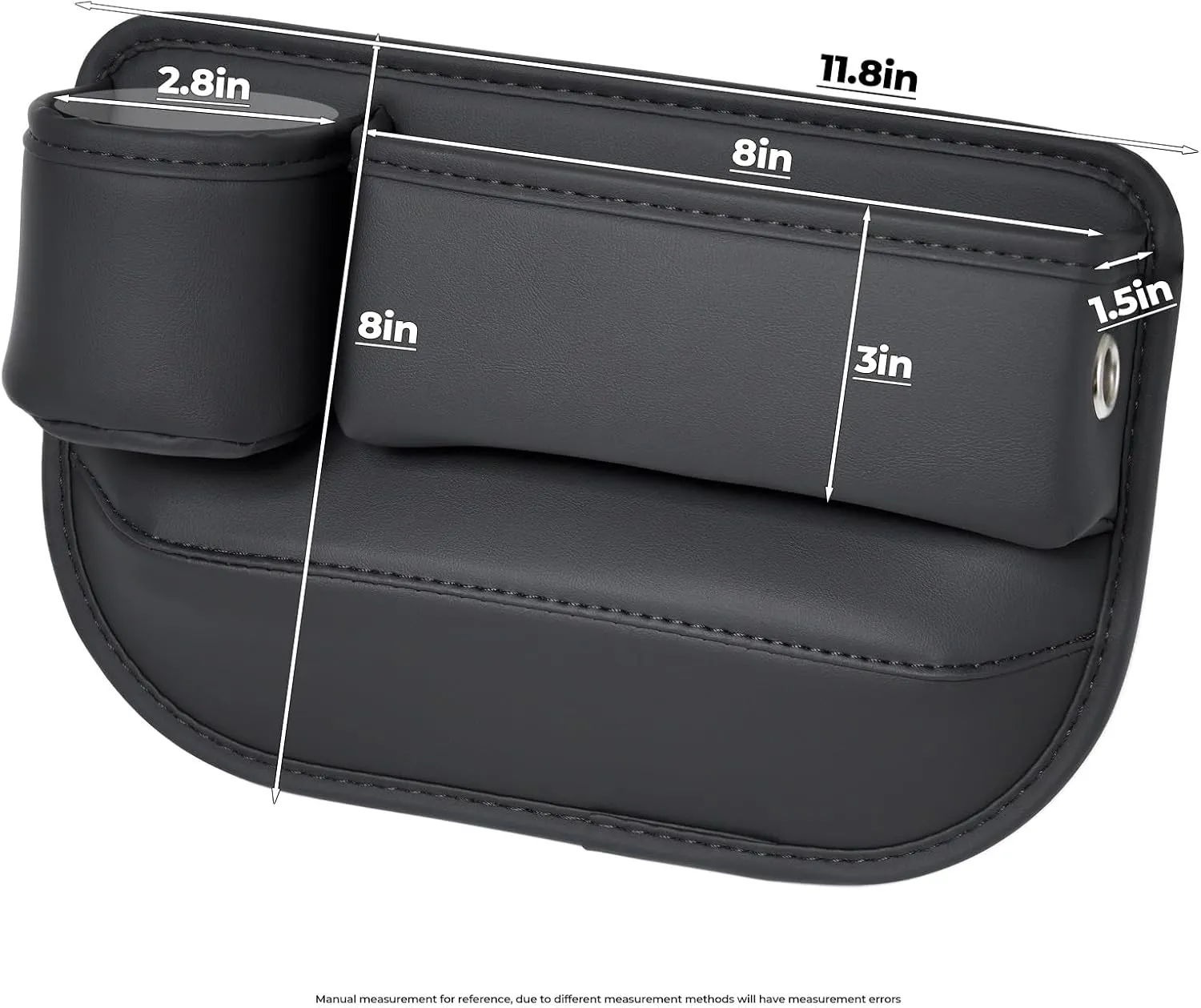 Car Seat Gap Filler Organizer, Car Seat Organizer, Seat Gap Storage Box with Cup Holders for Drink, Car Leather Cup Holder Gap Bag Front Seat for Holding Phone, Sunglasses,Keys, cards（Brown Driver's )