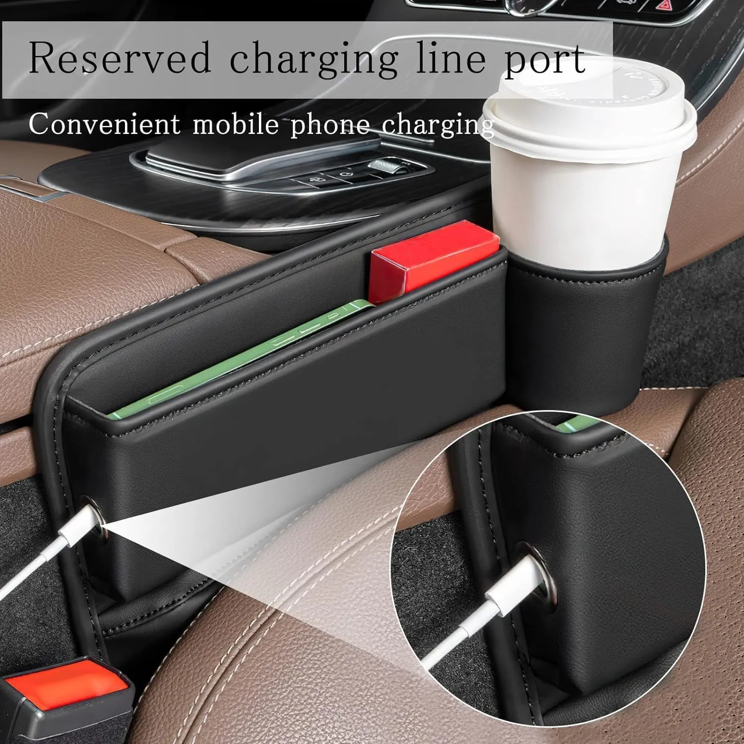 Car Seat Gap Filler Organizer for Mercedes-Benz GLC SUV (X253) 2015-2022, Car Gap Filler Car Seat Storage Box Seat Gap Storage Box Car Accessories,Red