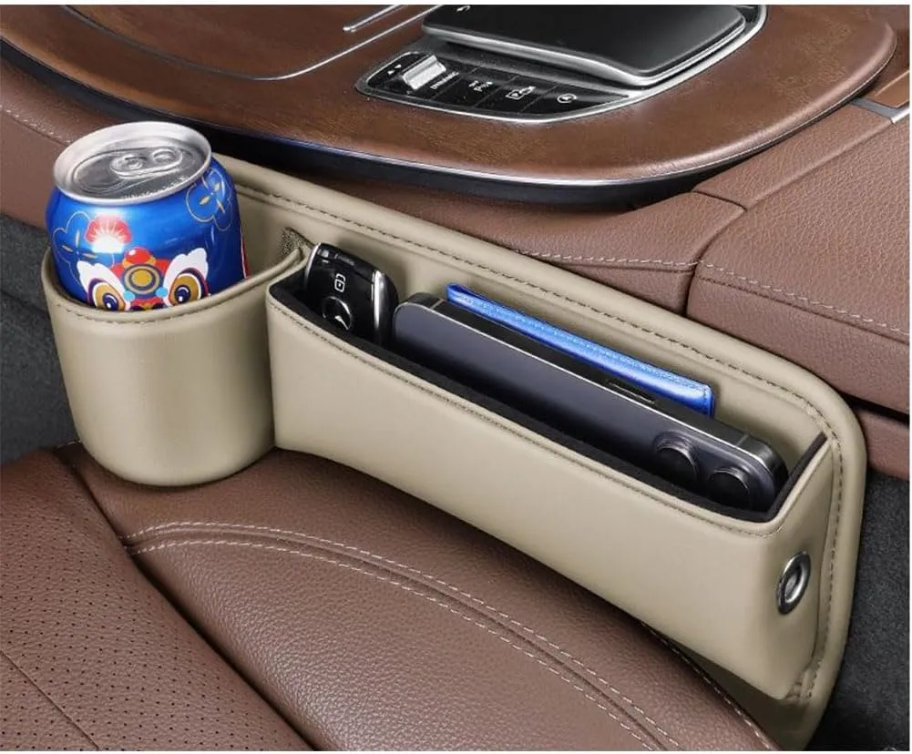 Car Seat Gap Filler Organizer for Mini Hatch R50 R56 F55 F56, Leather Cup Holder Crevice Bag Front Seats Center Console Side Storage Box for Cards Keys,D