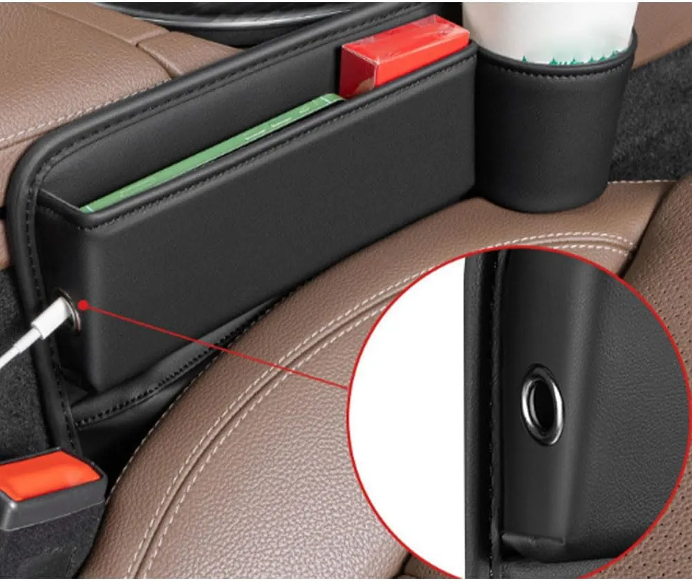Car Seat Gap Filler Organizer for Mini Hatch R50 R56 F55 F56, Leather Cup Holder Crevice Bag Front Seats Center Console Side Storage Box for Cards Keys,D