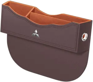 Car Seat Storage Box for Mitsubishi Cross/Outlander/L200/Pajero Series Car Seat Gap Organizer Seat Side Bag Reserved Charging Cable Hole Car Accessories,One Piece-Brown