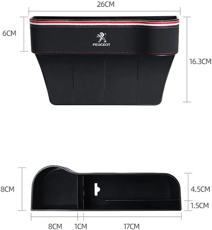 Car Seat Storage Box for Peugeot 1007/4007/Rifter/Bipper/RCZ Series Car Seat Gap Organizer Seat Side Bag Reserved Charging Cable Hole Car Accessories,One Piece-Red