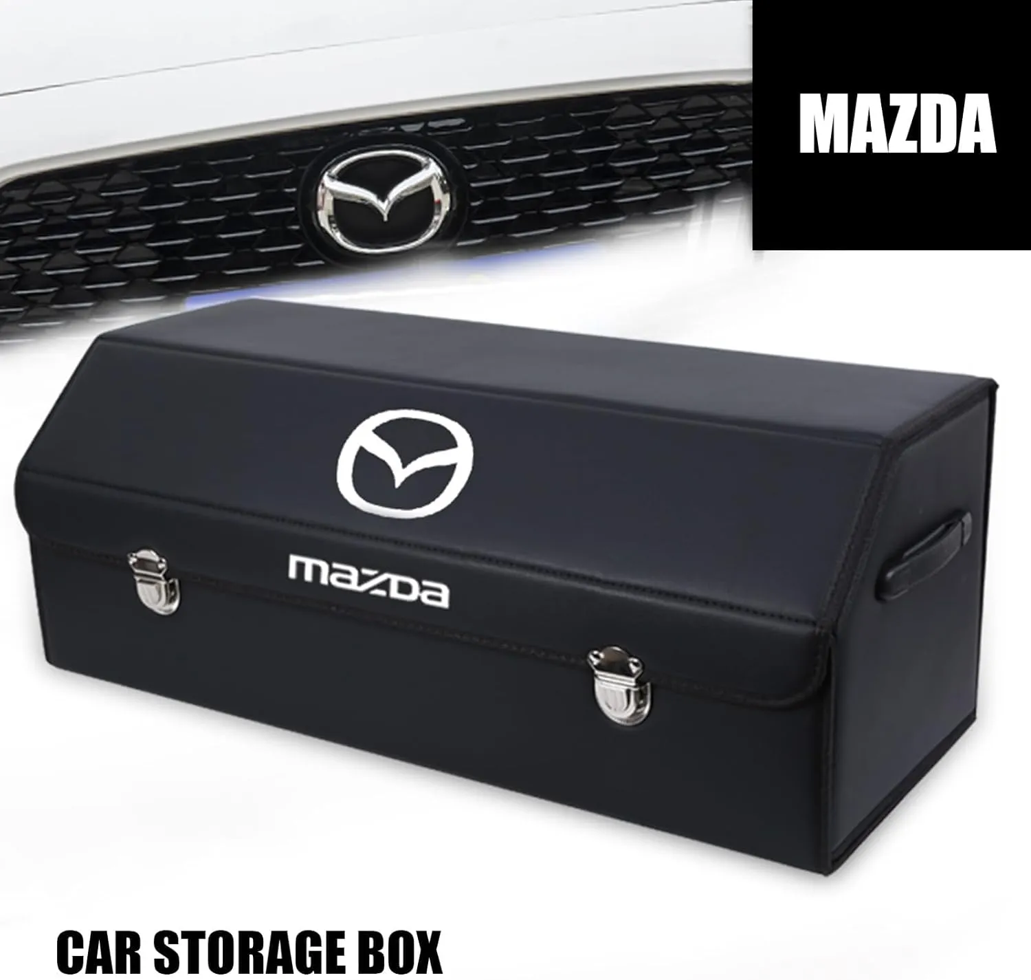 Car Trunk Organizer for Mazda B-Series Biante Bongo BT-50, Cargo Storage Compartments Collapsible Multipurpose with Lid Large Capacity Grocery Storage Box,38 * 31 * 30cm