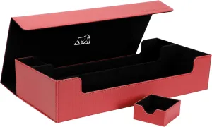Card Deck Box, Card Deck Case, Deck Card Box, Leather Large Size Fit 550 Plus Sleeved Cards Compatible with single/double sleeved toploader MTG TCG CCG (Dark Red)