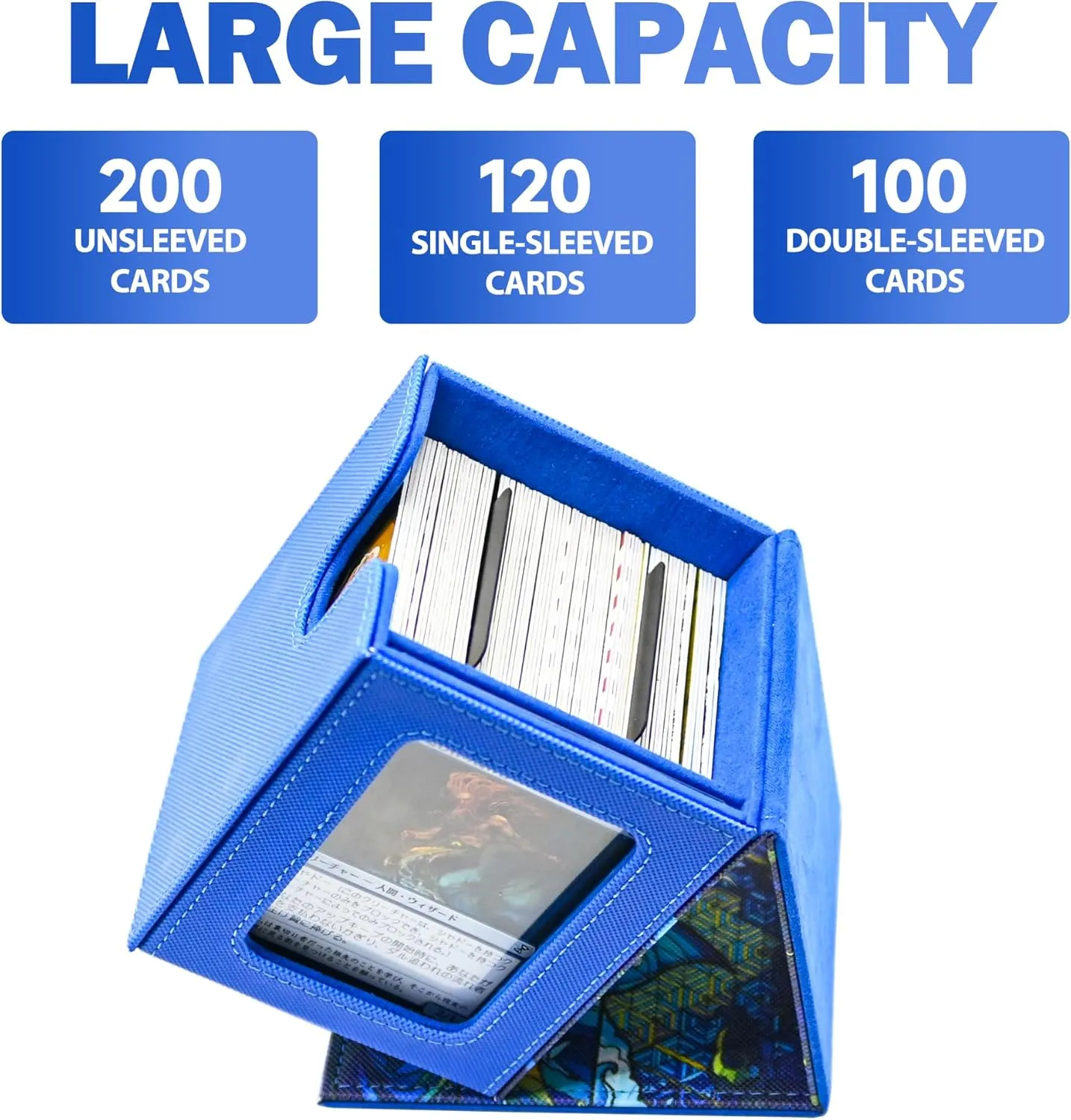 Card Deck Box for MTG Commander Display, Holds 100  Double-Sleeved Cards,Trading Card Storage Box for TCG/MTG/Sports Cards with 2 Dividers & 1 Toploader