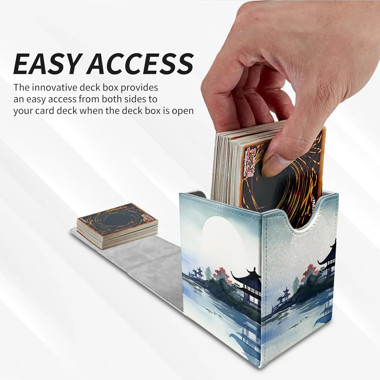 Card Deck Box Trading Cards with Strong Magnet Chinese Watercolor Painting Theme Commander Deck Box Card Storage Box Magic Premium Card Storage Box Case Cover for TCG CCG Magic Cards