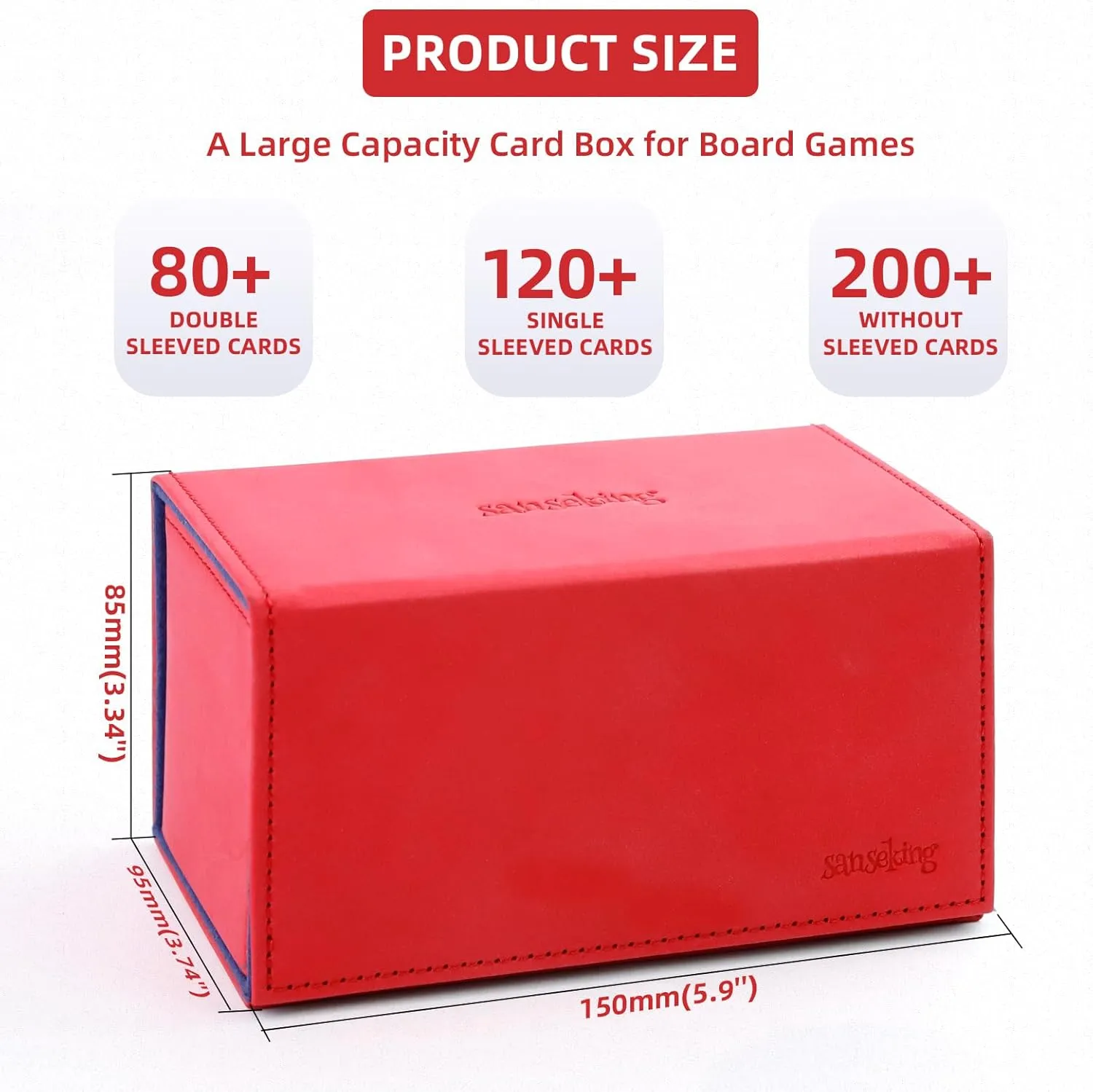 Card Deck Box with Dice Tray for MTG Commander Deck Box with Dice Tray Soft Leather Tcg Card Box Magic Gift for MTG TCG CCG (Red)