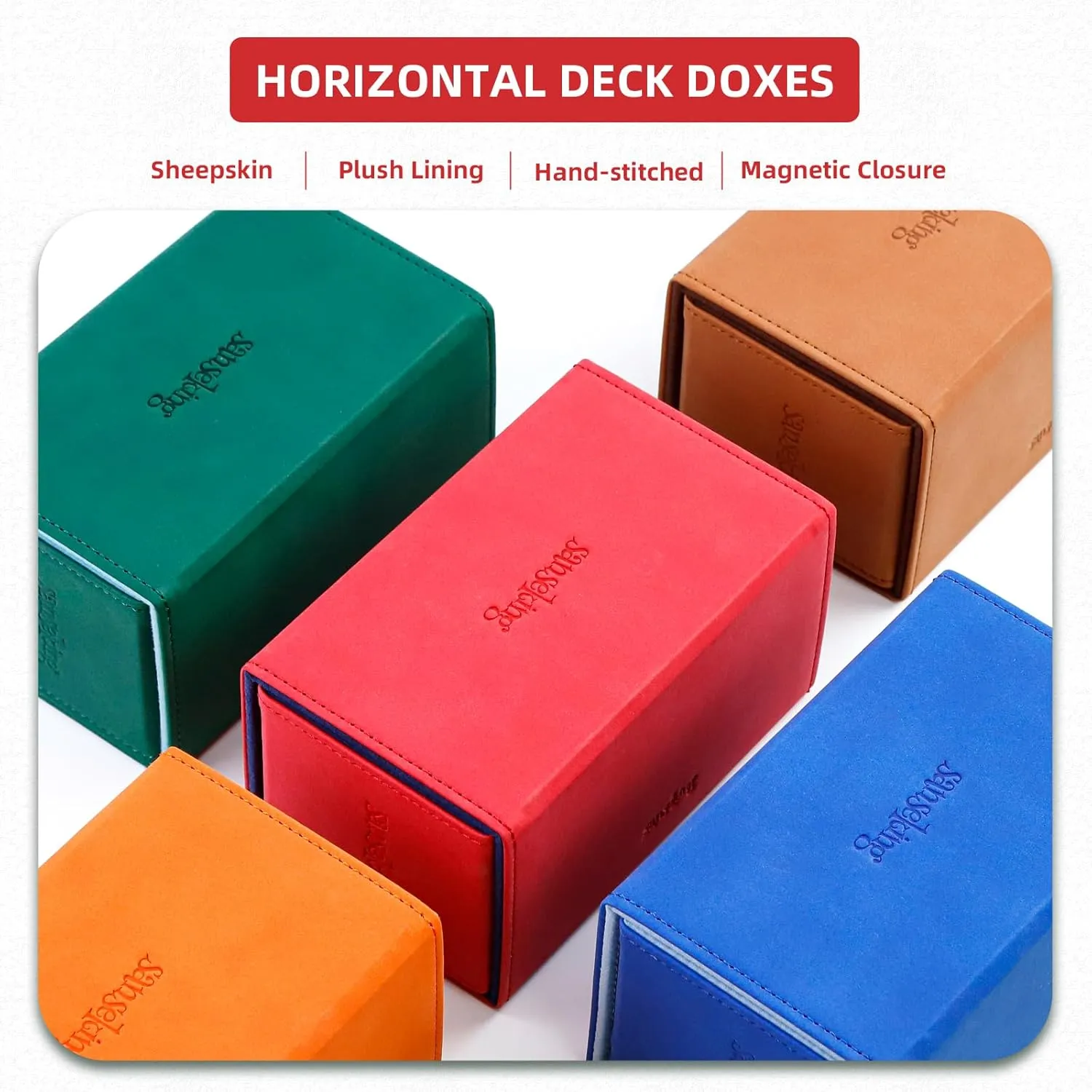 Card Deck Box with Dice Tray for MTG Commander Deck Box with Dice Tray Soft Leather Tcg Card Box Magic Gift for MTG TCG CCG (Red)