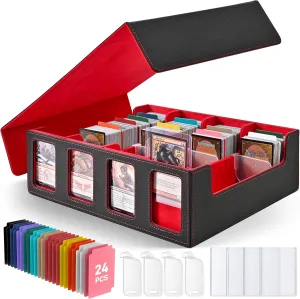 Card Storage Box for Trading Cards, 3000  MTG Deck Box with 24 Colorful Divider Tabs, Trading Card Storage with Viewing Windows Fits for Magic Game