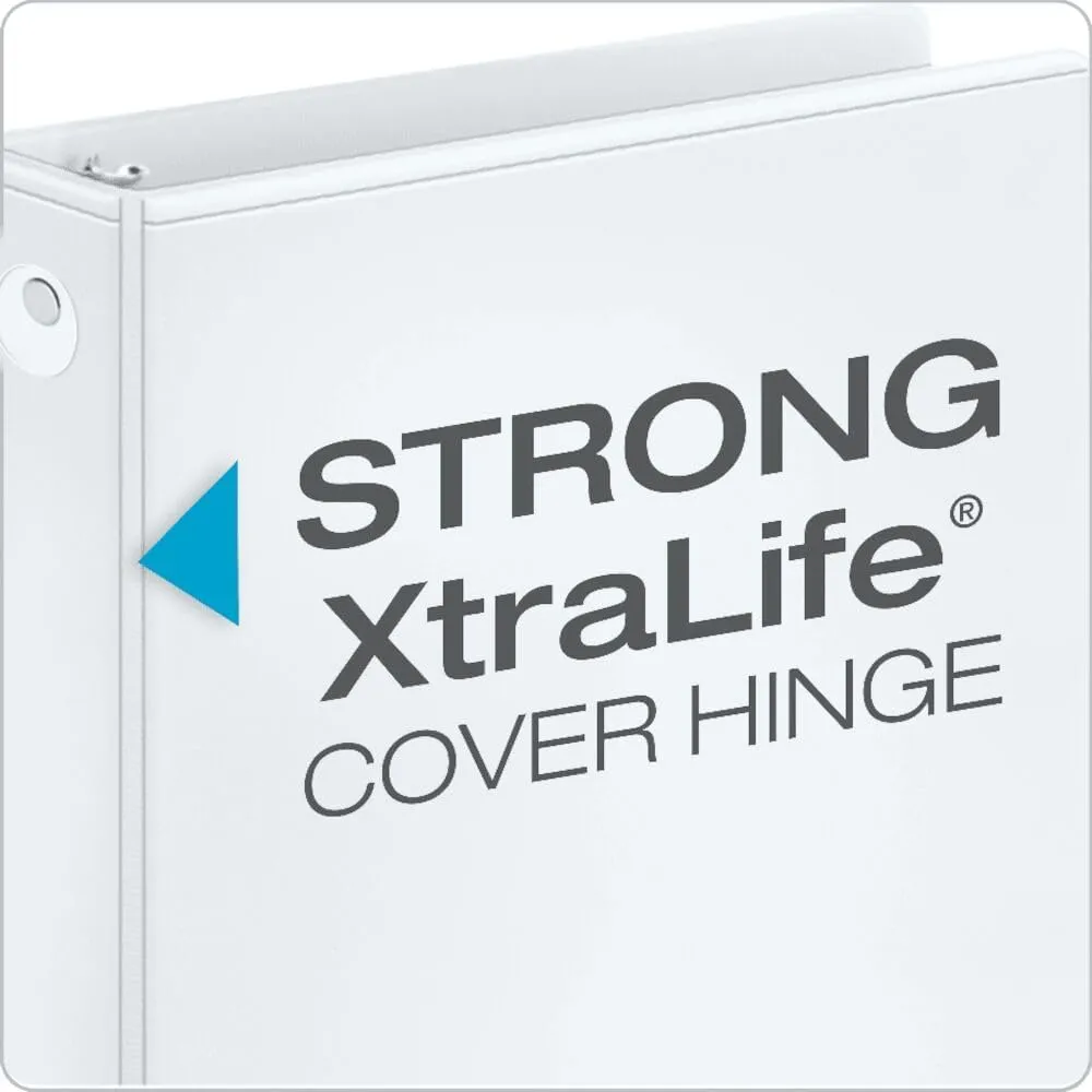 Cardinal Economy 3-Ring Binders, 1.5", Round Rings, Holds 350 Sheets, ClearVue Presentation View, Non-Stick, White, Carton of 12 (90631)