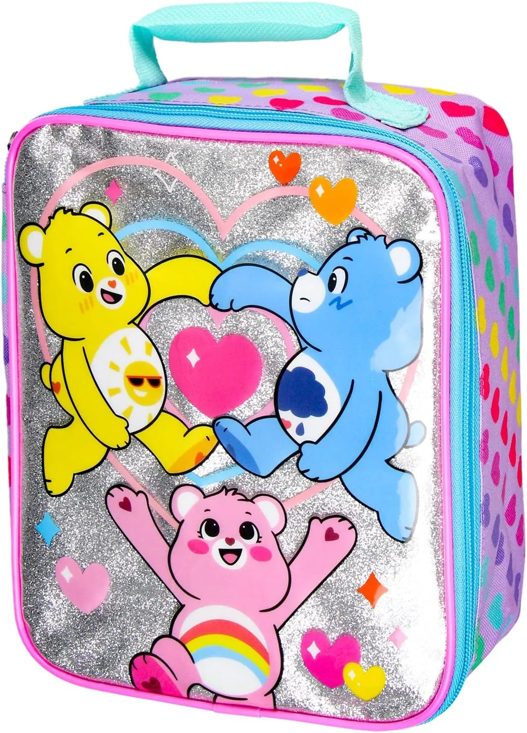 Carebears Lunch Tote Clear Design With Iridescent Underlay Lunch Bag Box