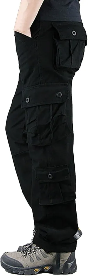 Cargo Pants for Men Outdoor Hiking Pants Plus Size Loose Fit Cargo Work Pants Tactical Workout Pants with 8 Pockets