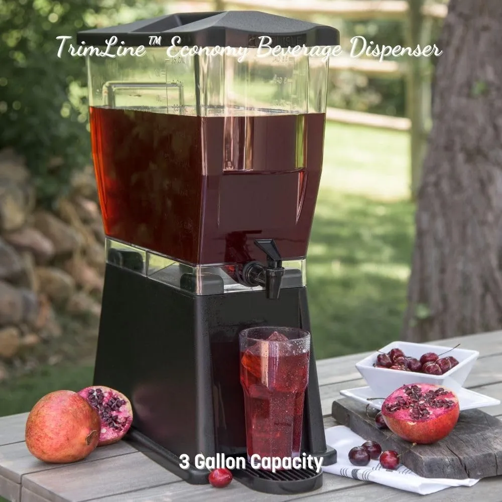 Carlisle FoodService Products Trimline Rectangular Beverage Dispenser Drink Dispenser with Spigot for Catering, Buffets, Restaurants, Polycarbonate (Pc), 3.5 Gallons, Black