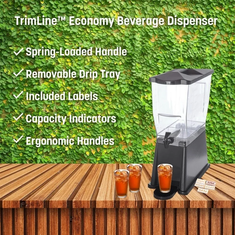 Carlisle FoodService Products Trimline Rectangular Beverage Dispenser Drink Dispenser with Spigot for Catering, Buffets, Restaurants, Polycarbonate (Pc), 3.5 Gallons, Black