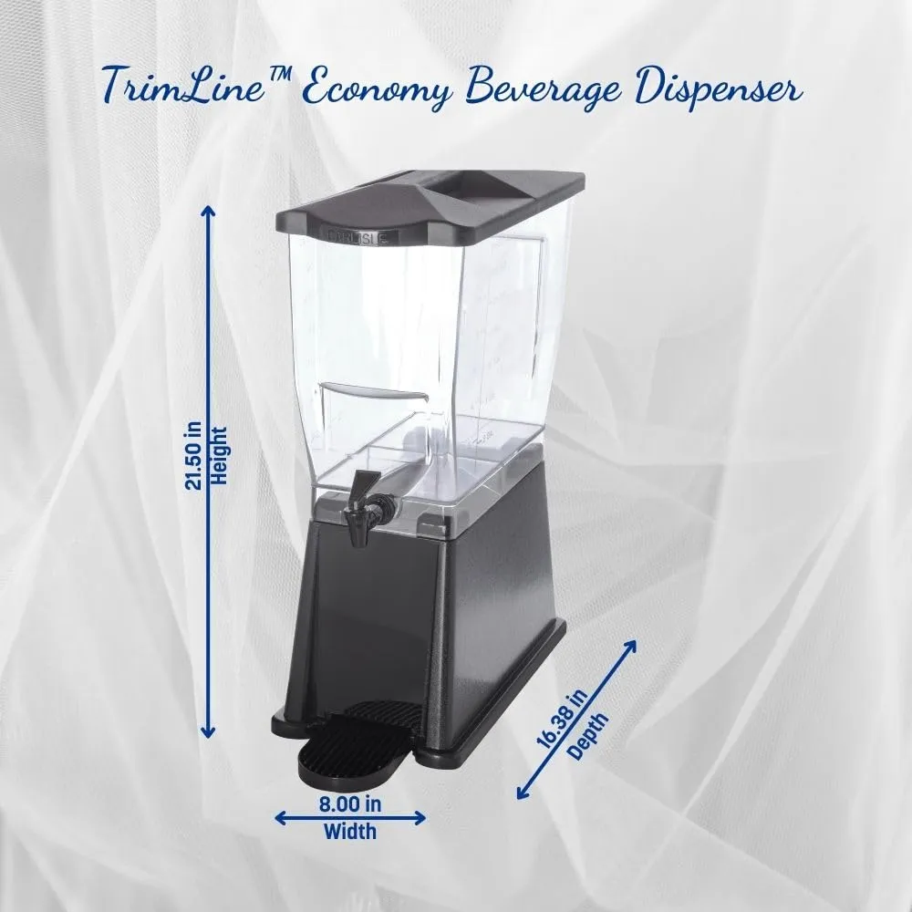 Carlisle FoodService Products Trimline Rectangular Beverage Dispenser Drink Dispenser with Spigot for Catering, Buffets, Restaurants, Polycarbonate (Pc), 3.5 Gallons, Black
