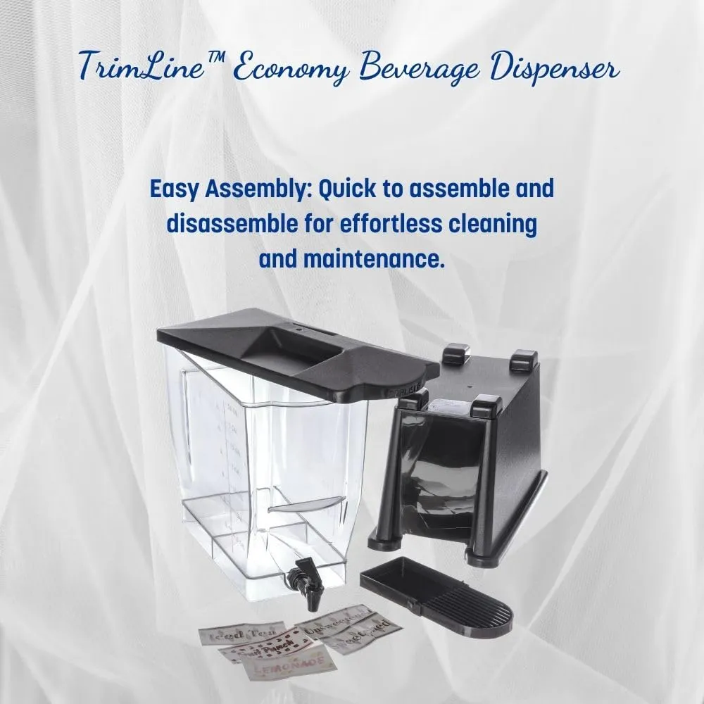Carlisle FoodService Products Trimline Rectangular Beverage Dispenser Drink Dispenser with Spigot for Catering, Buffets, Restaurants, Polycarbonate (Pc), 3.5 Gallons, Black