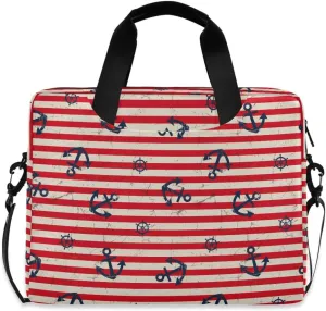 Cartoon Penguin Blue Laptop Shoulder Bag for 16 Inch Notebook Polyester Briefcase Sleeve with Luggage Strap