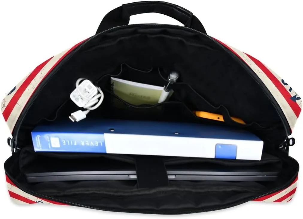 Cartoon Penguin Blue Laptop Shoulder Bag for 16 Inch Notebook Polyester Briefcase Sleeve with Luggage Strap