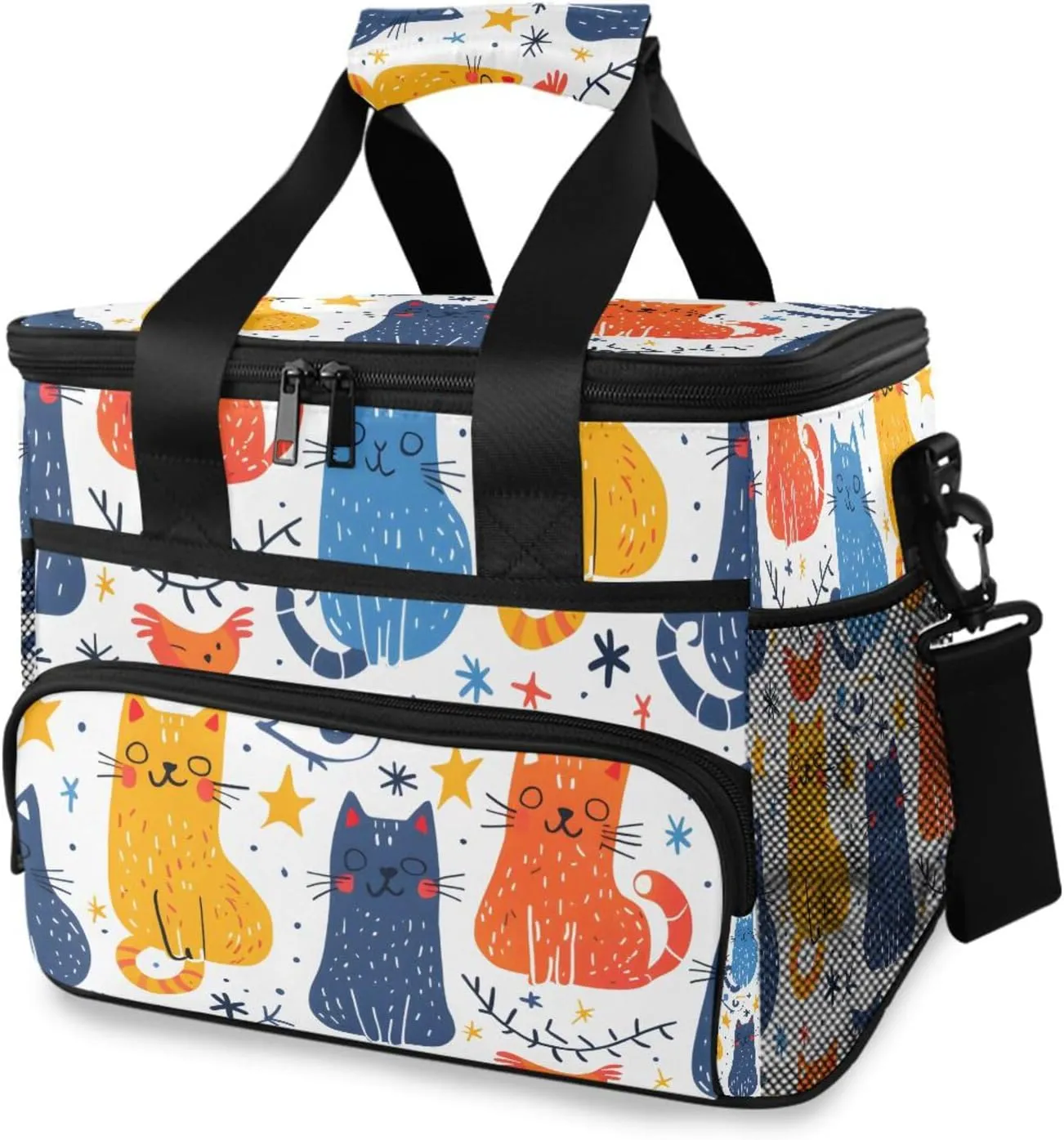 Cats Spots Boho Star Cooler Bag Insulated Cooler Soft Sided Cooler 24 Can Portable Picnic Bag Large Leakproof Lunch Bag Box for Beach Grocery Camping Travel Car Men Women