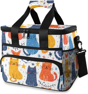 Cats Spots Boho Star Cooler Bag Insulated Cooler Soft Sided Cooler 24 Can Portable Picnic Bag Large Leakproof Lunch Bag Box for Beach Grocery Camping Travel Car Men Women