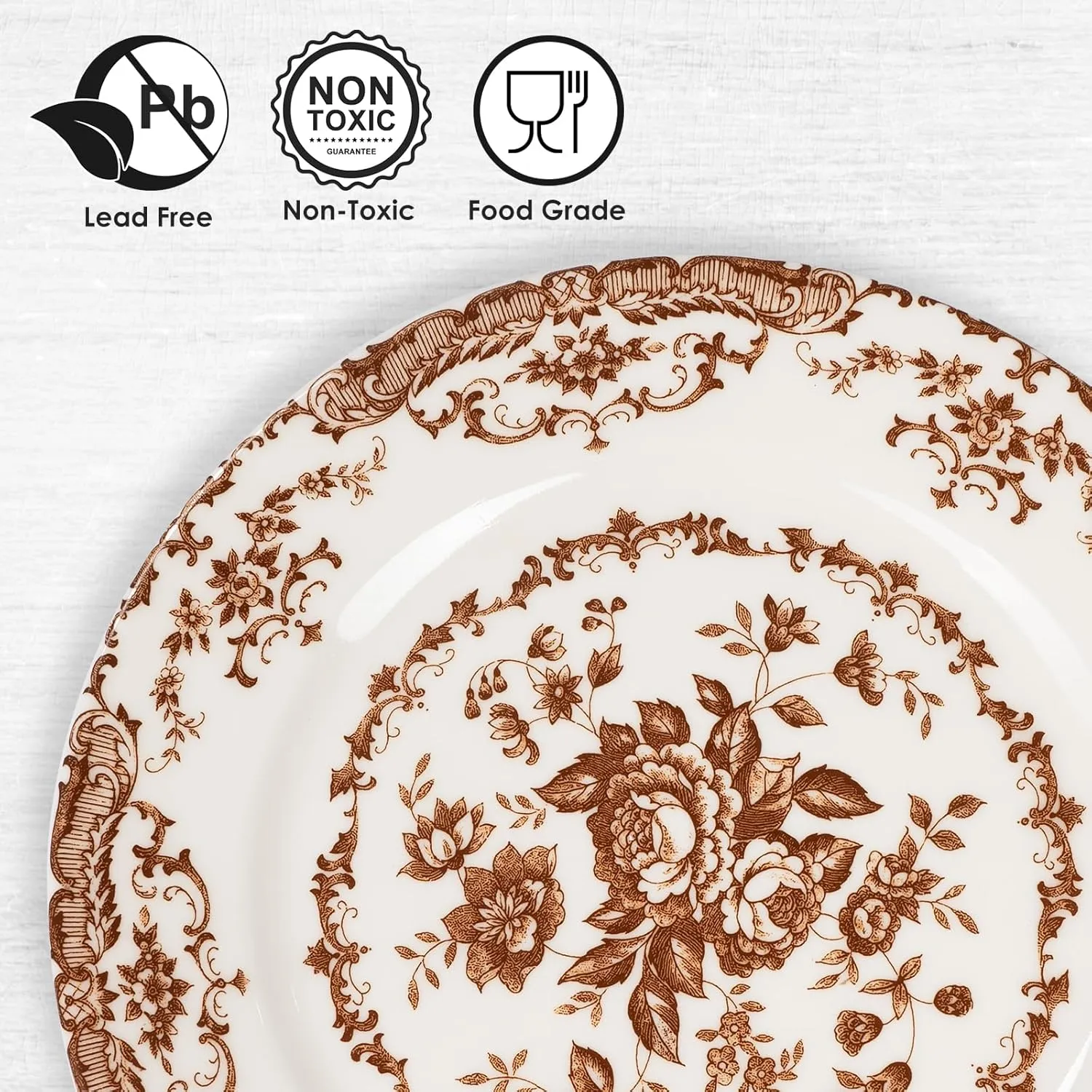 Ceramic Salad Plates Set of 6, 8.5 Inch, Microwave Safe, White Porcelain Dessert Plates