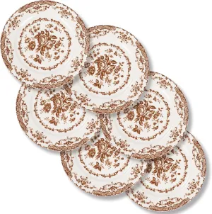 Ceramic Salad Plates Set of 6, 8.5 Inch, Microwave Safe, White Porcelain Dessert Plates
