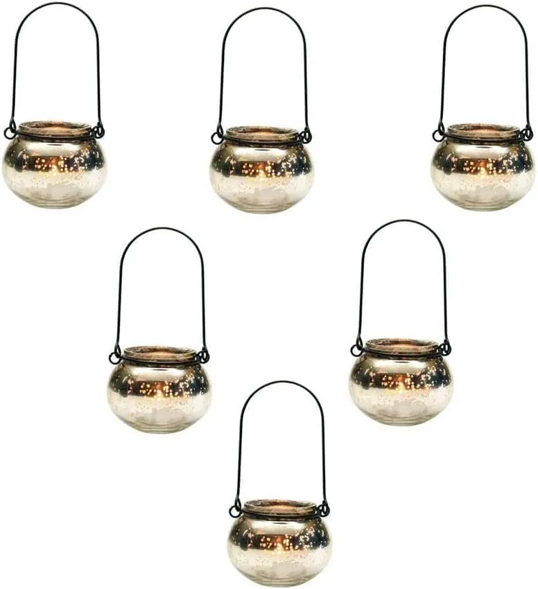 Champagne Collection - Elegant Diamond-Shaped Handmade Glass Votive Candle Holders for Weddings, Parties, and Home Decor (Set of 6)
