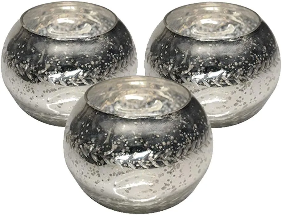 Champagne Collection Etched Glass Diamond Shaped Votive, Handmade Glass Votive Candle Holders for Weddings and Home Decor (Set of 3), Medium