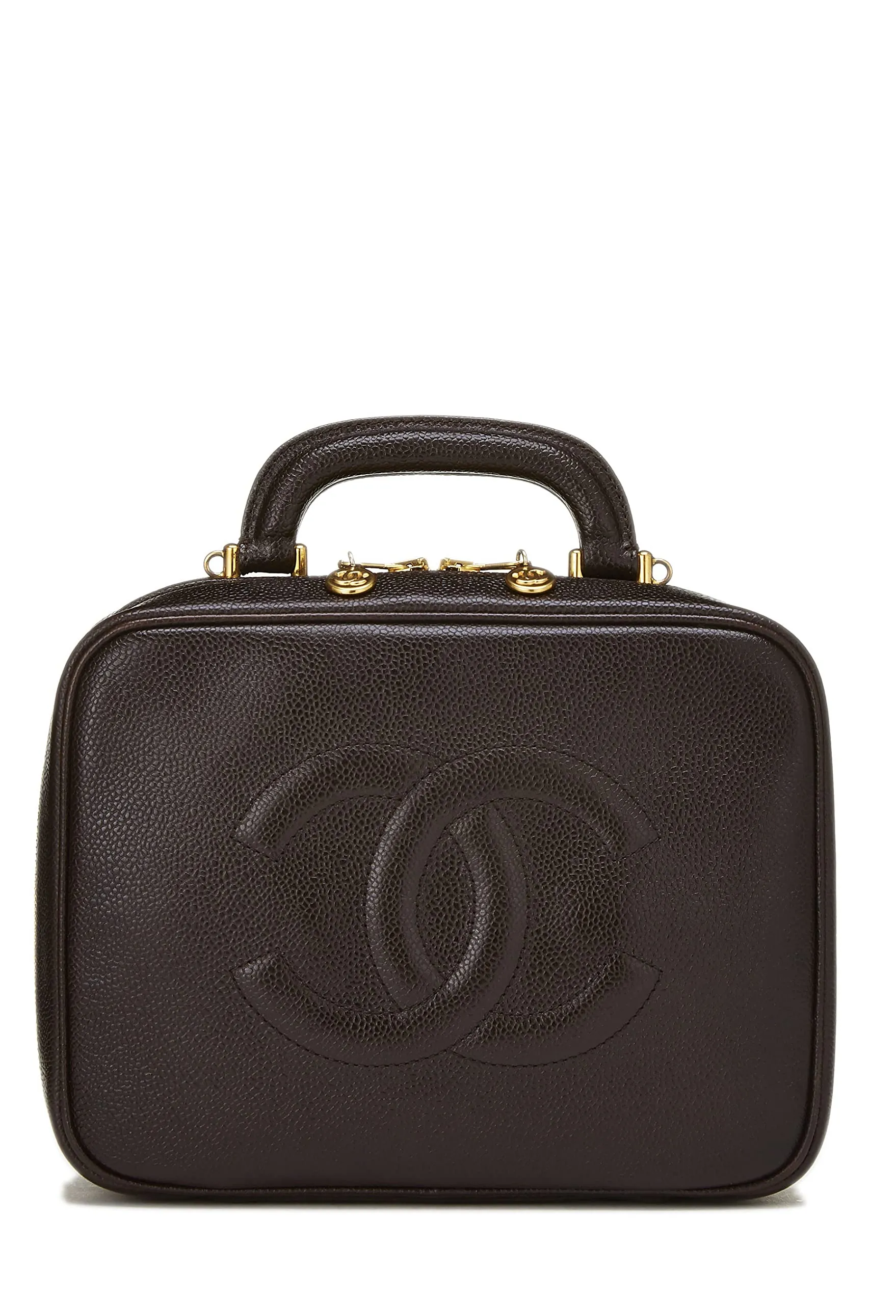Chanel,  Brown Caviar Lunch Box Vanity, Brown