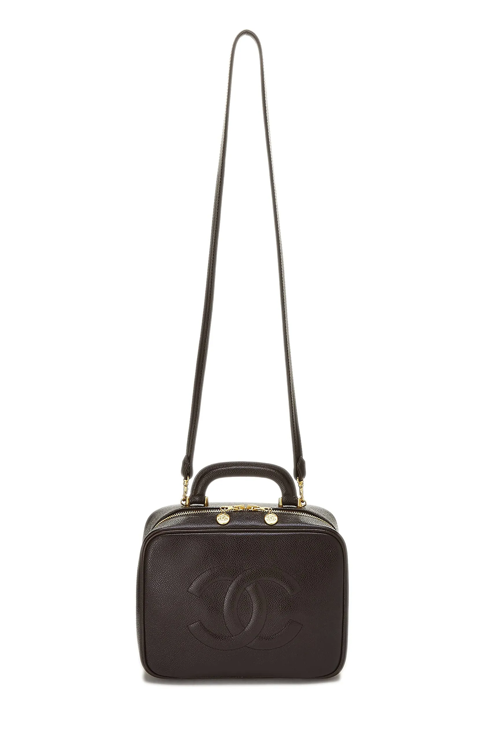 Chanel,  Brown Caviar Lunch Box Vanity, Brown