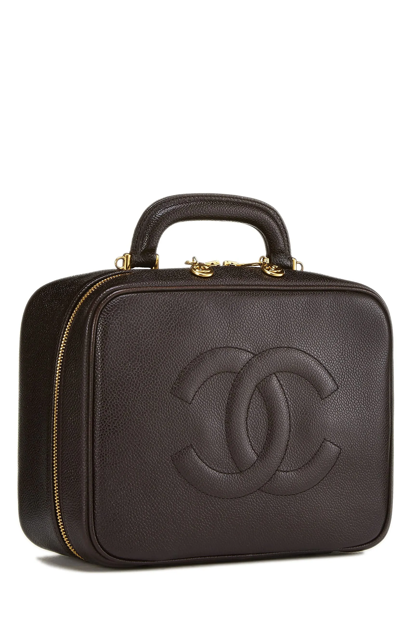 Chanel,  Brown Caviar Lunch Box Vanity, Brown