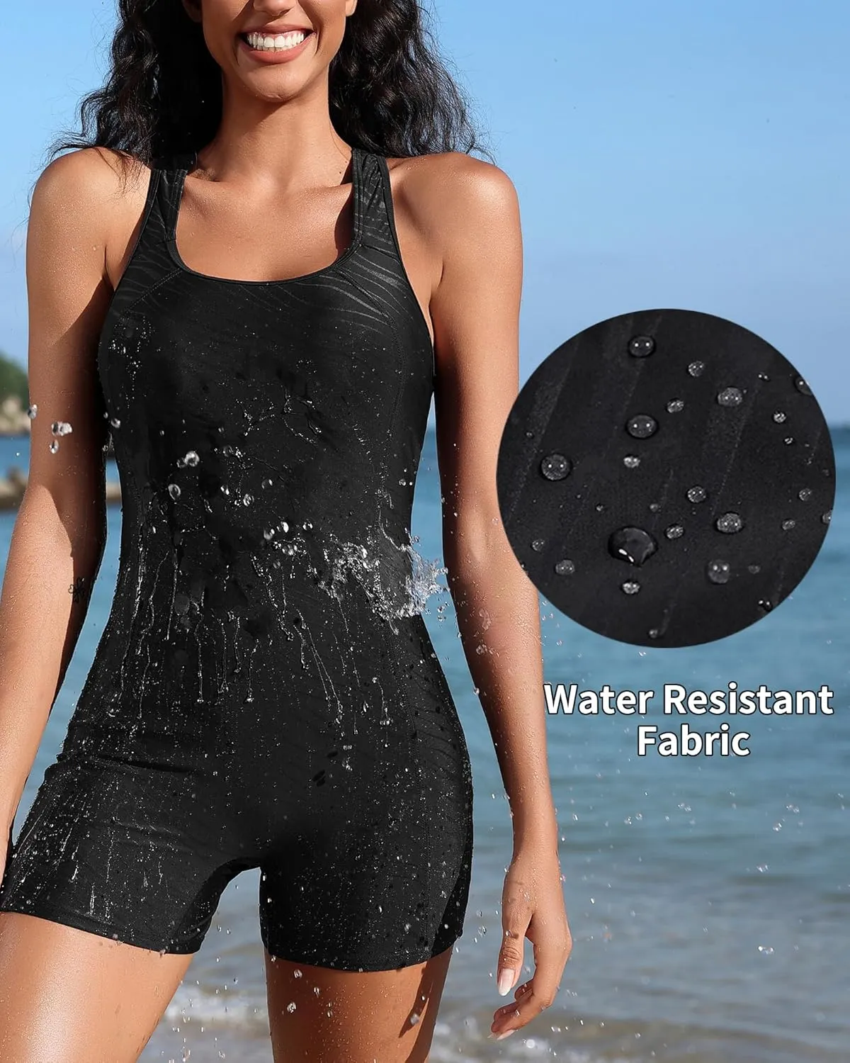 CharmLeaks Womens Boyleg Racerback One Piece Swimsuit Athletic Full Coverage Swimwear Lap Swimming Suit